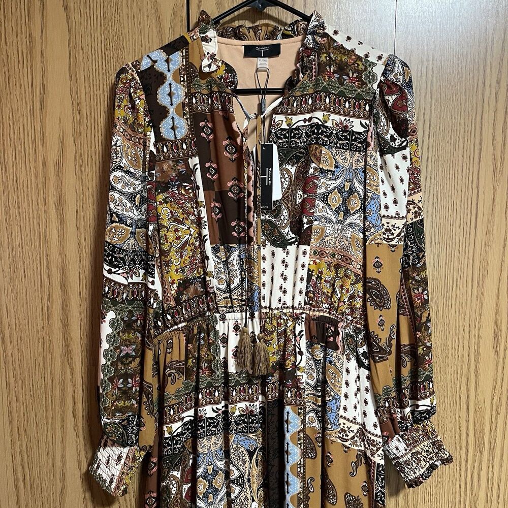 NWT Tahari Petite Large Desertland Patchwork Maxi Dress - Picture 5 of 7